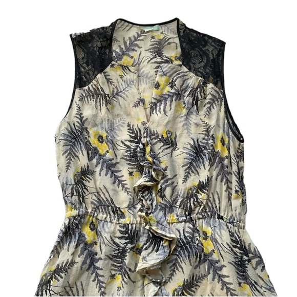 ANTHROPOLOGIE Lil Tassel Fronds 100% Silk, Lace & Ruffle Sheer Floral Dress Sz 4 - Picture 7 of 14